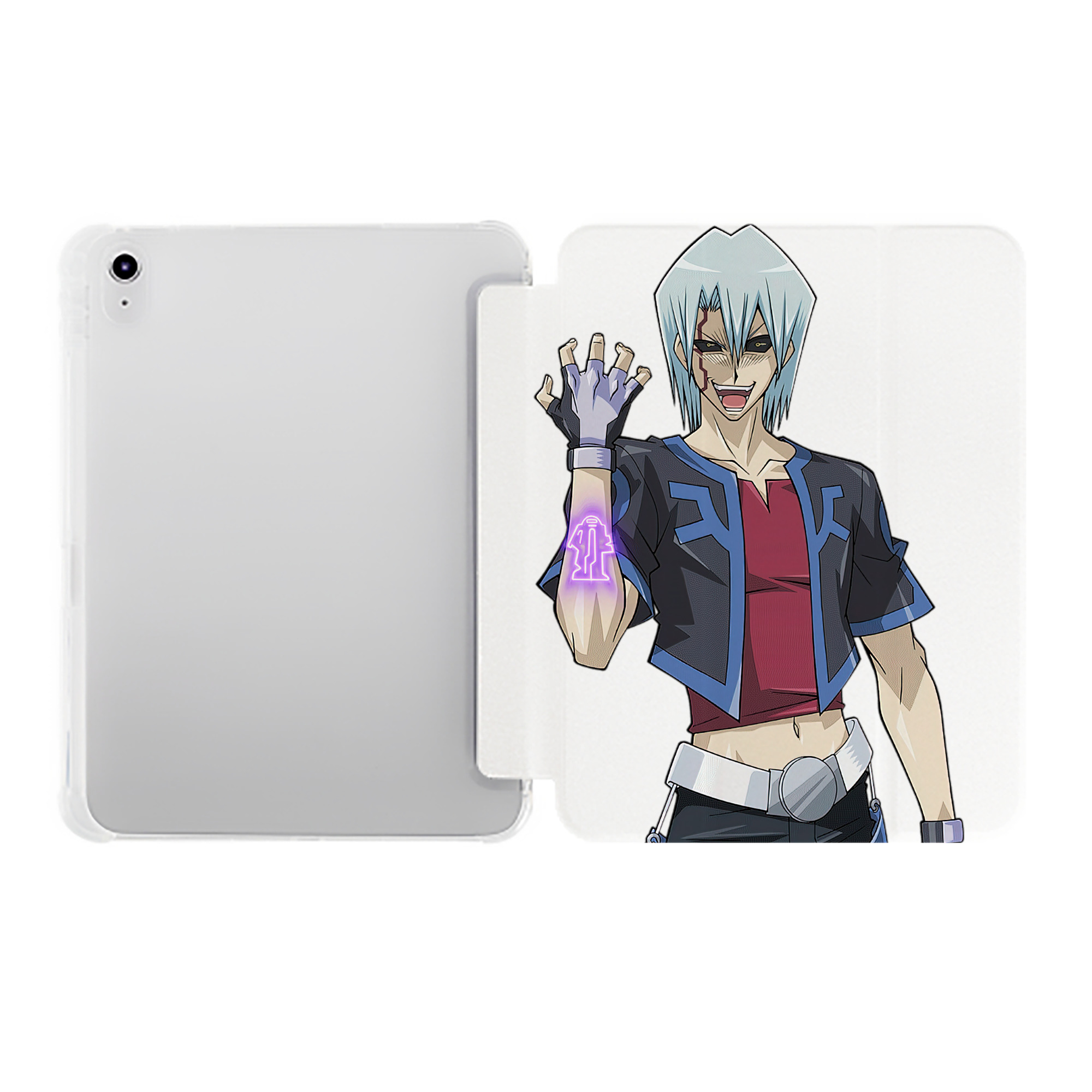 （画像用） 遊☆戯☆王 Yu-Gi-Oh! IPad ケース ペン収納付き 三つ折りスタンド PUレザー×シリコン 対応機種9.5/10.5/10.9インチ